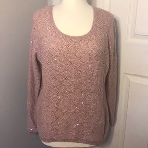 NYDJ mauve sequin long knit top